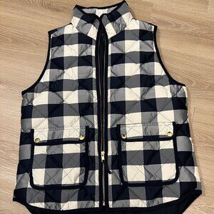J Crew Navy Plaid Puffer Vest